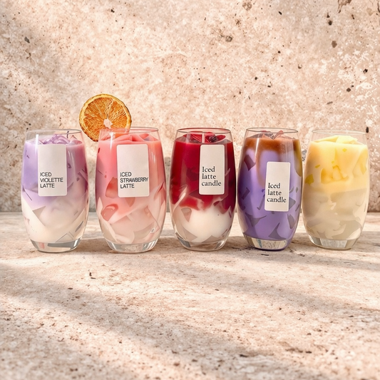 5 bougies gourmandes trompe l’œil ressemblant à des cocktail glacé