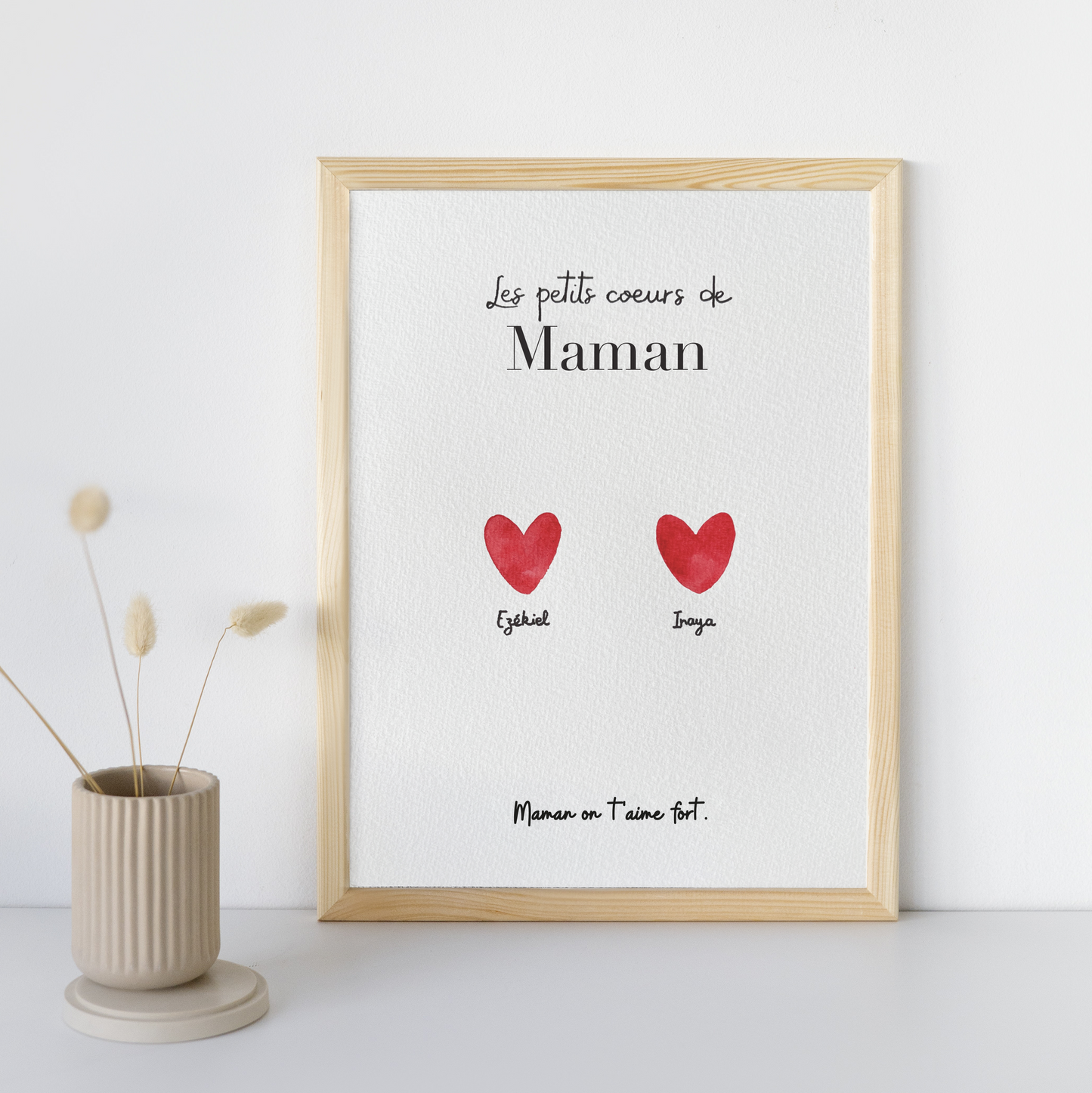 Affiche personnalisée "Les petits coeurs de maman" - Cadeau original pour maman