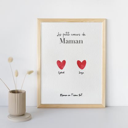Affiche personnalisée "Les petits coeurs de maman" - Cadeau original pour maman