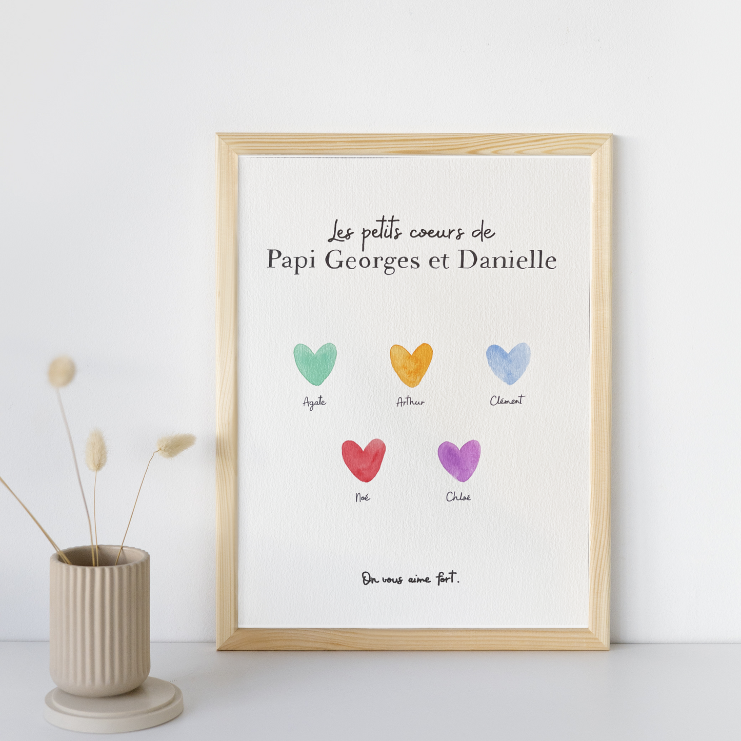 Affiche personnalisée "Les petits coeurs de maman" - Cadeau original pour maman