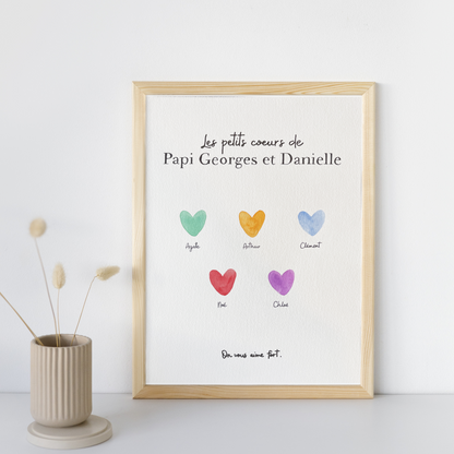 Affiche personnalisée "Les petits coeurs de maman" - Cadeau original pour maman