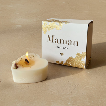 Coffret bougie maman en or