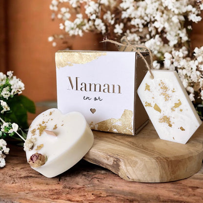 Coffret bougie maman en or