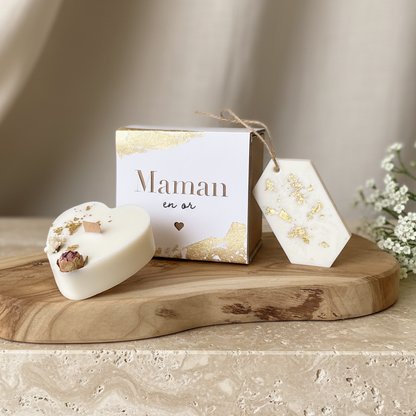 Coffret bougie maman en or
