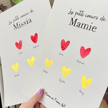 Affiche personnalisée "Les petits coeurs de maman" - Cadeau original pour maman