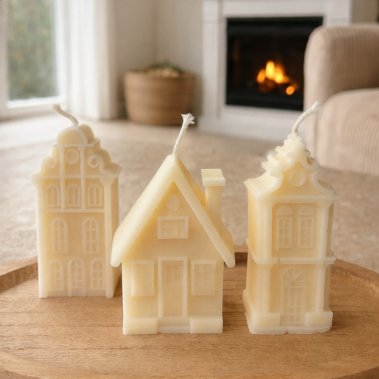 Coffret de trois bougies village nordique