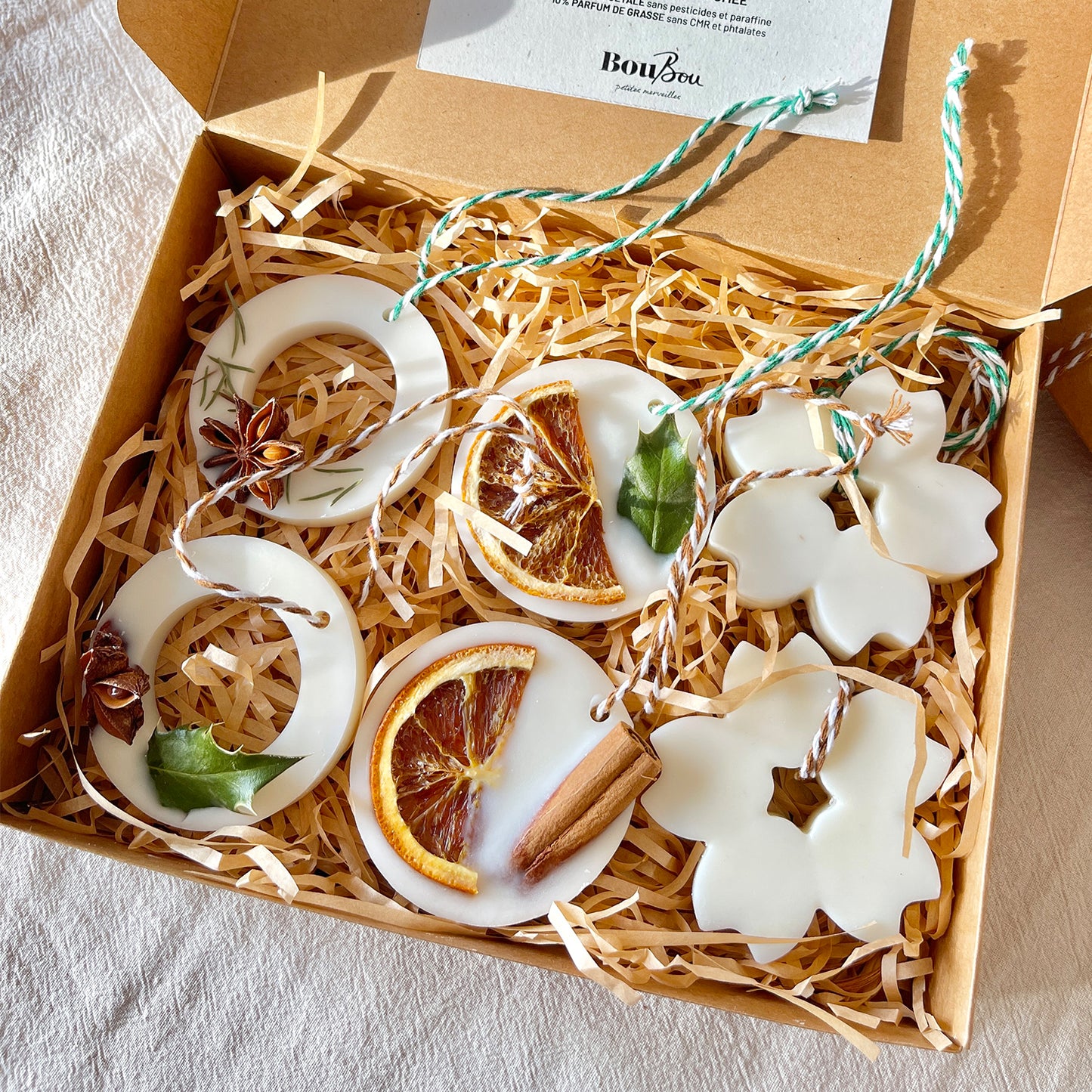 Coffret de 6 boules de noël parfumées - senteurs sapin de noël & pain d'épices