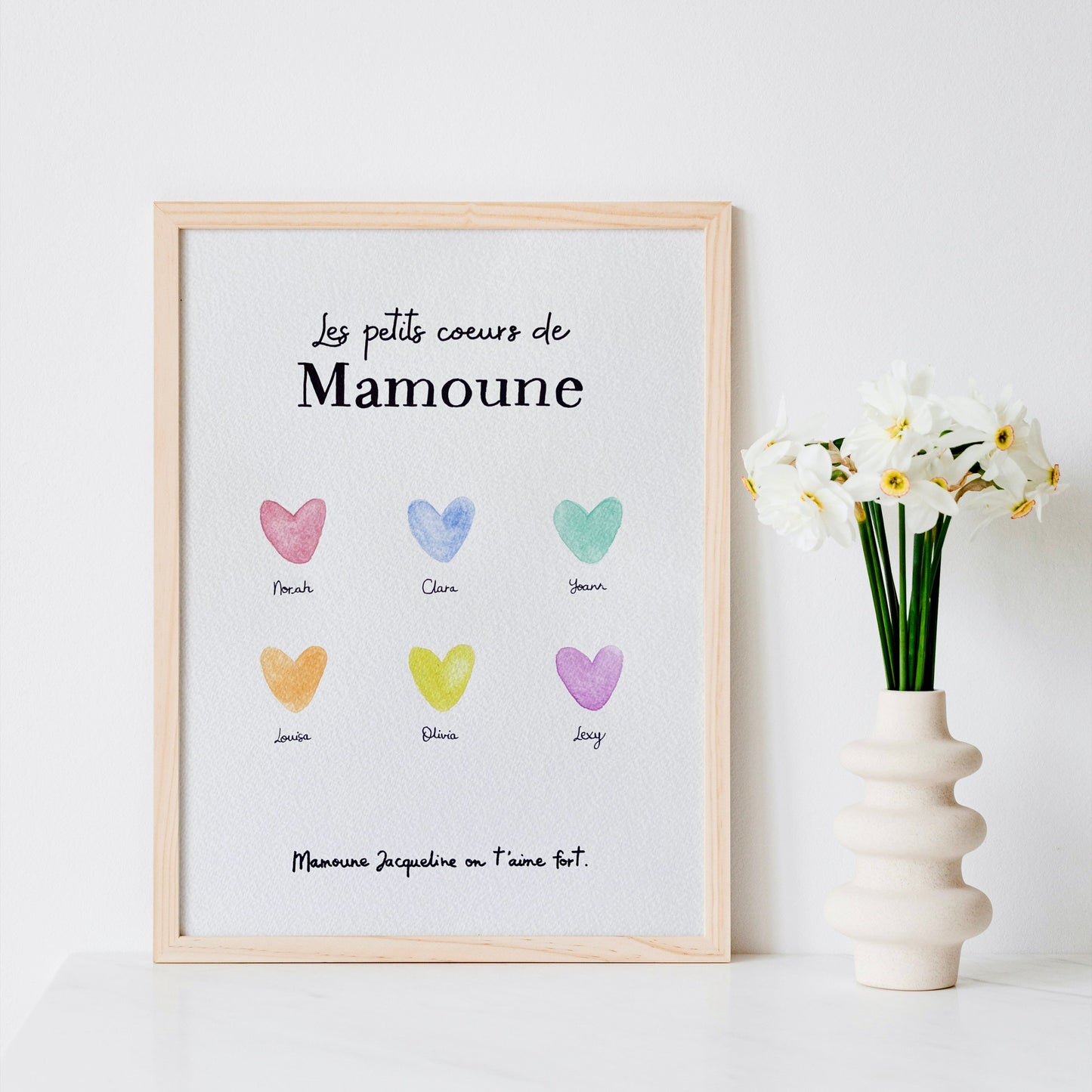 Affiche personnalisée "Les petits coeurs de maman" - Cadeau original pour maman