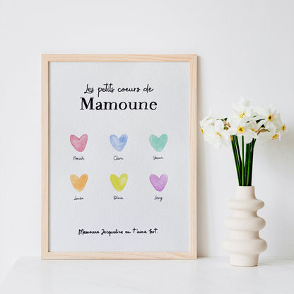 Affiche personnalisée "Les petits coeurs de maman" - Cadeau original pour maman