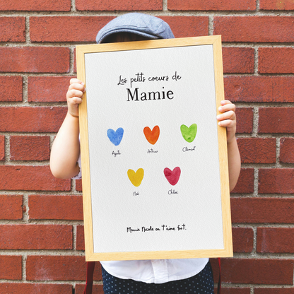 Affiche personnalisée "Les petits coeurs de maman" - Cadeau original pour maman